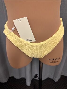 Monday Swimwear Pale Yellow Textured Bikini Brief